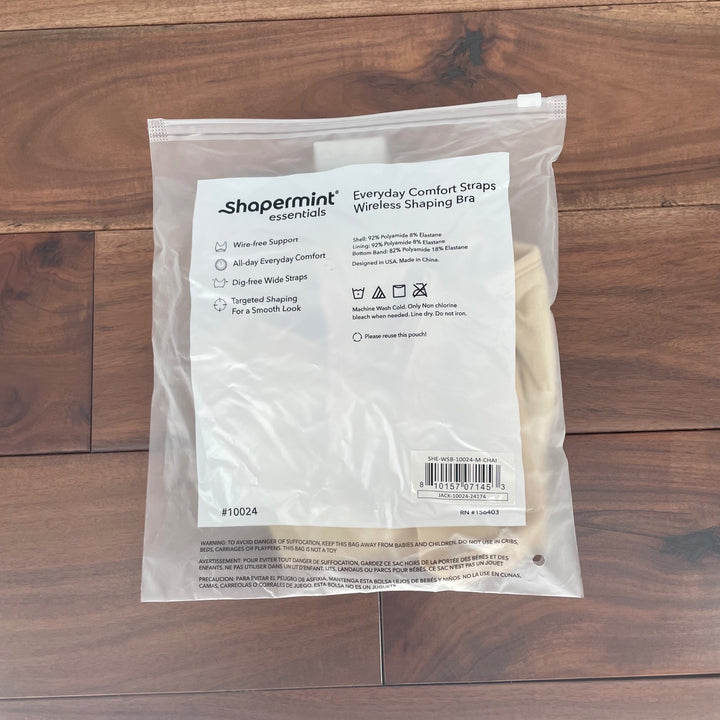 Shapermint Essentials Everyday Comfort Straps Wireless Shaping Bra Chai M