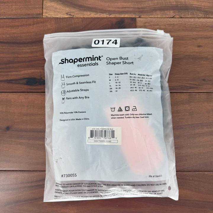 Shapermint Essentials Open Bust Bodysuit Shaper Short Womens M Black Seamless