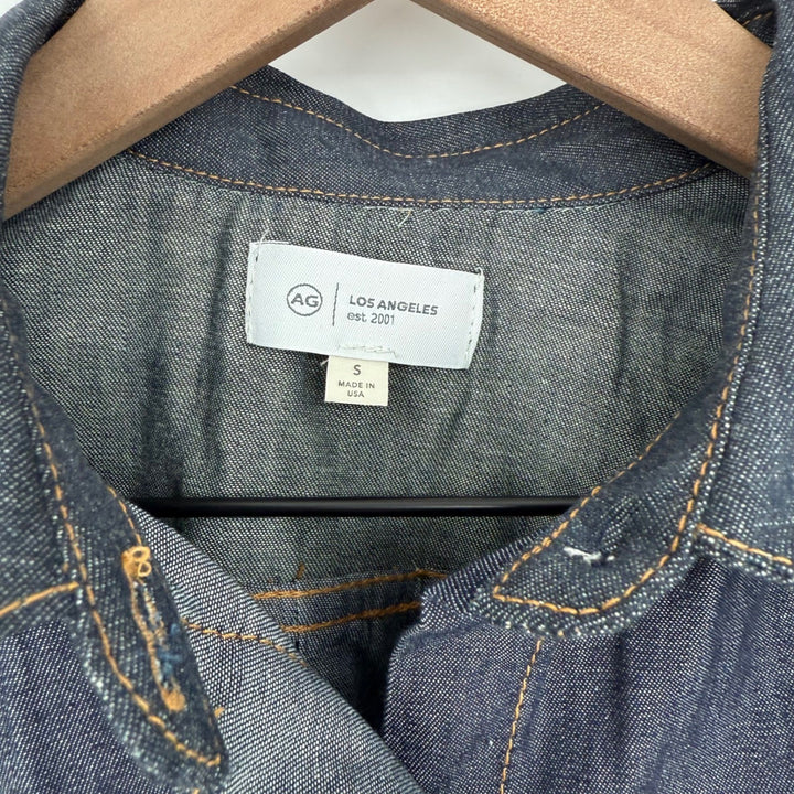 AG Adriano Goldschmied Denim Button Down Shirt Dark Wash Long Sleeve Size S