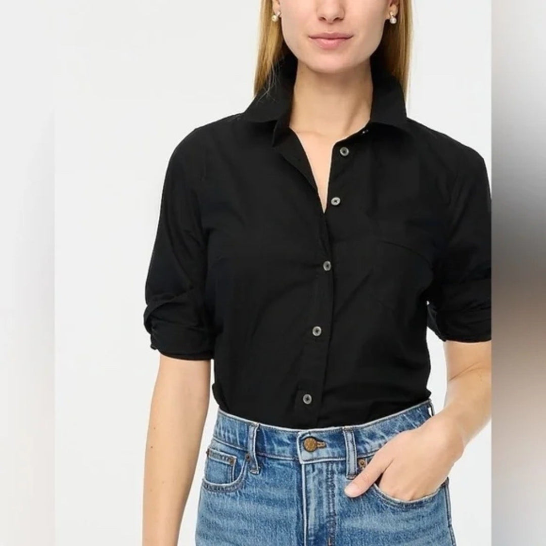 J.Crew Button-Up Cotton-Blend Poplin Shirt in Signature Fit Size PS