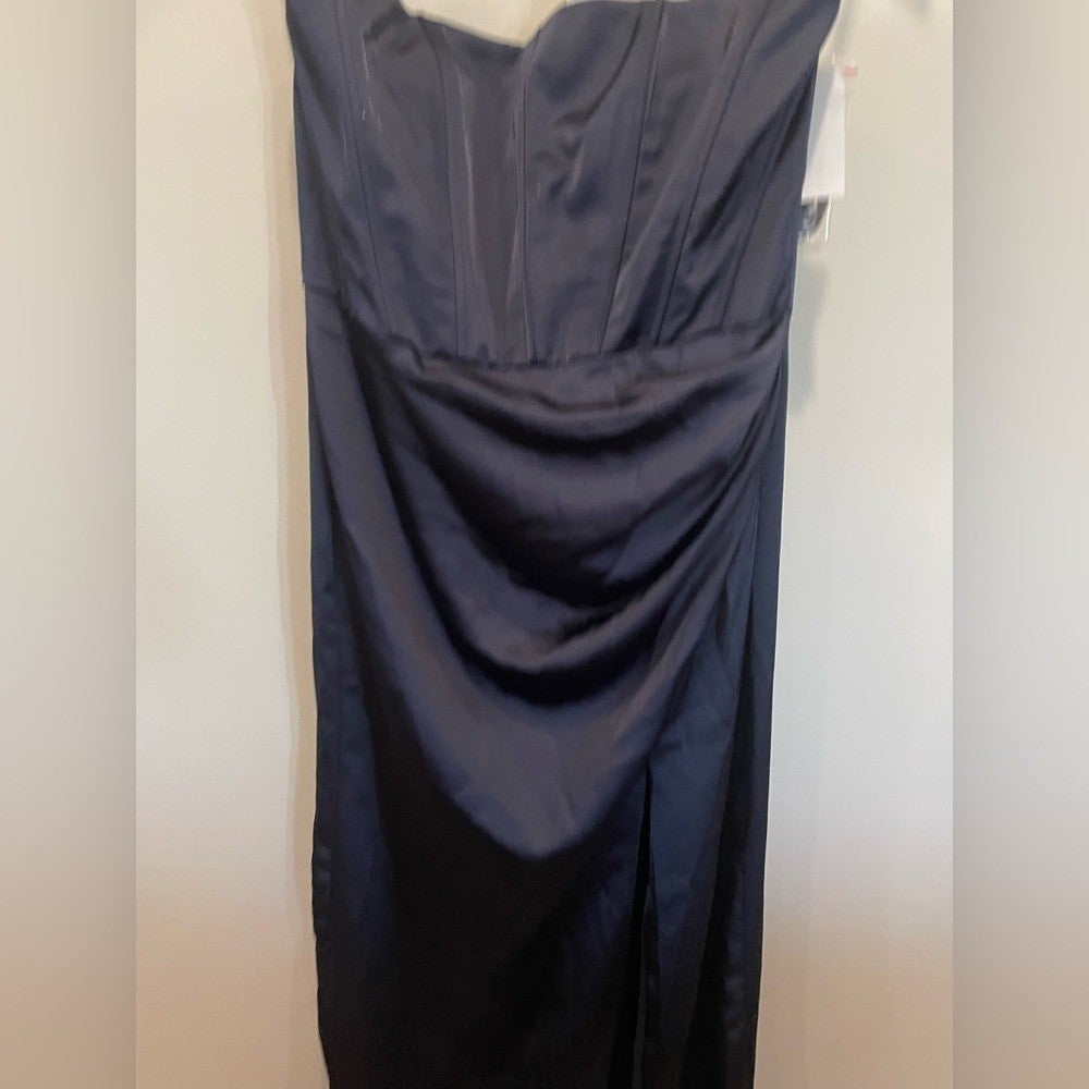 After Six Strapless Topstitched Corset Satin Maxi Dress Size 12