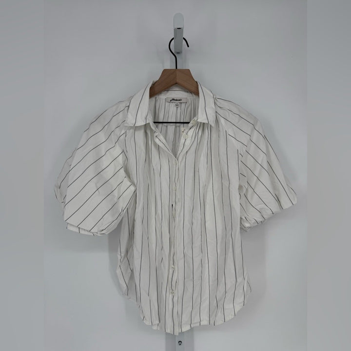 Madewell Shirred Bubble-Sleeve Button-Up Shirt Size M