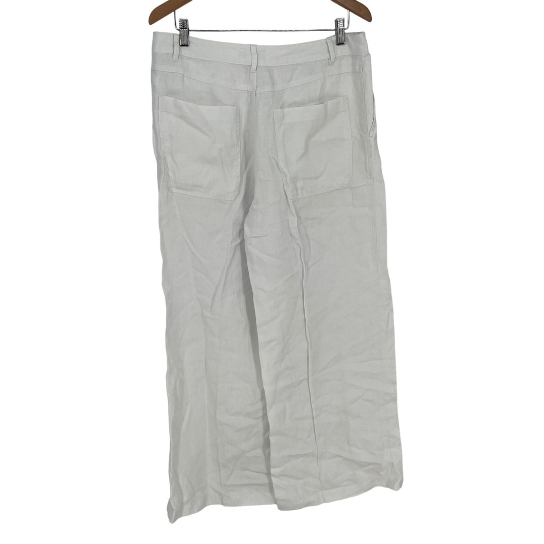 Madewell The Zoe Relaxed Wide Leg Linen Pants White Size 12