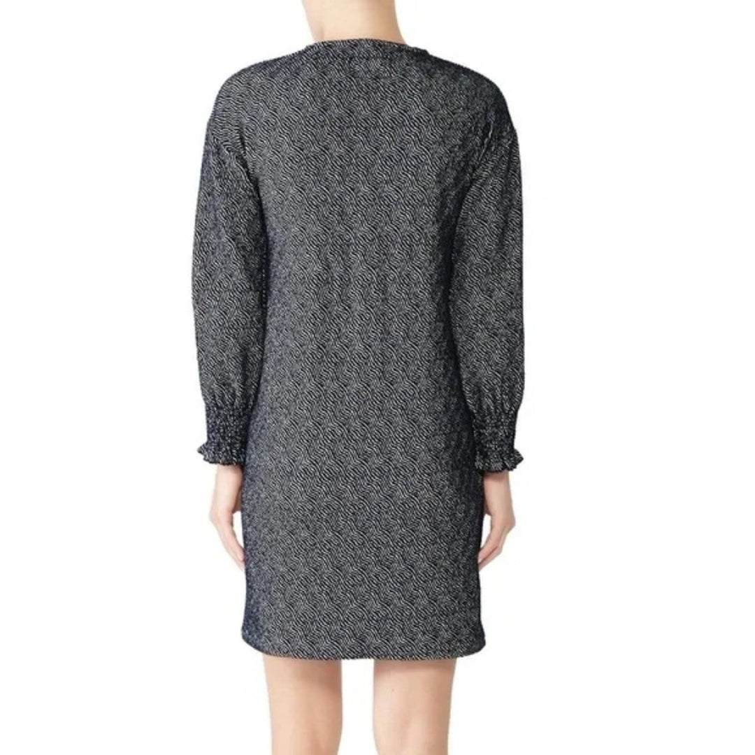 Sita Mur Sweatshirt Blue Jacquard Long Sleeve Shift Dress Size M