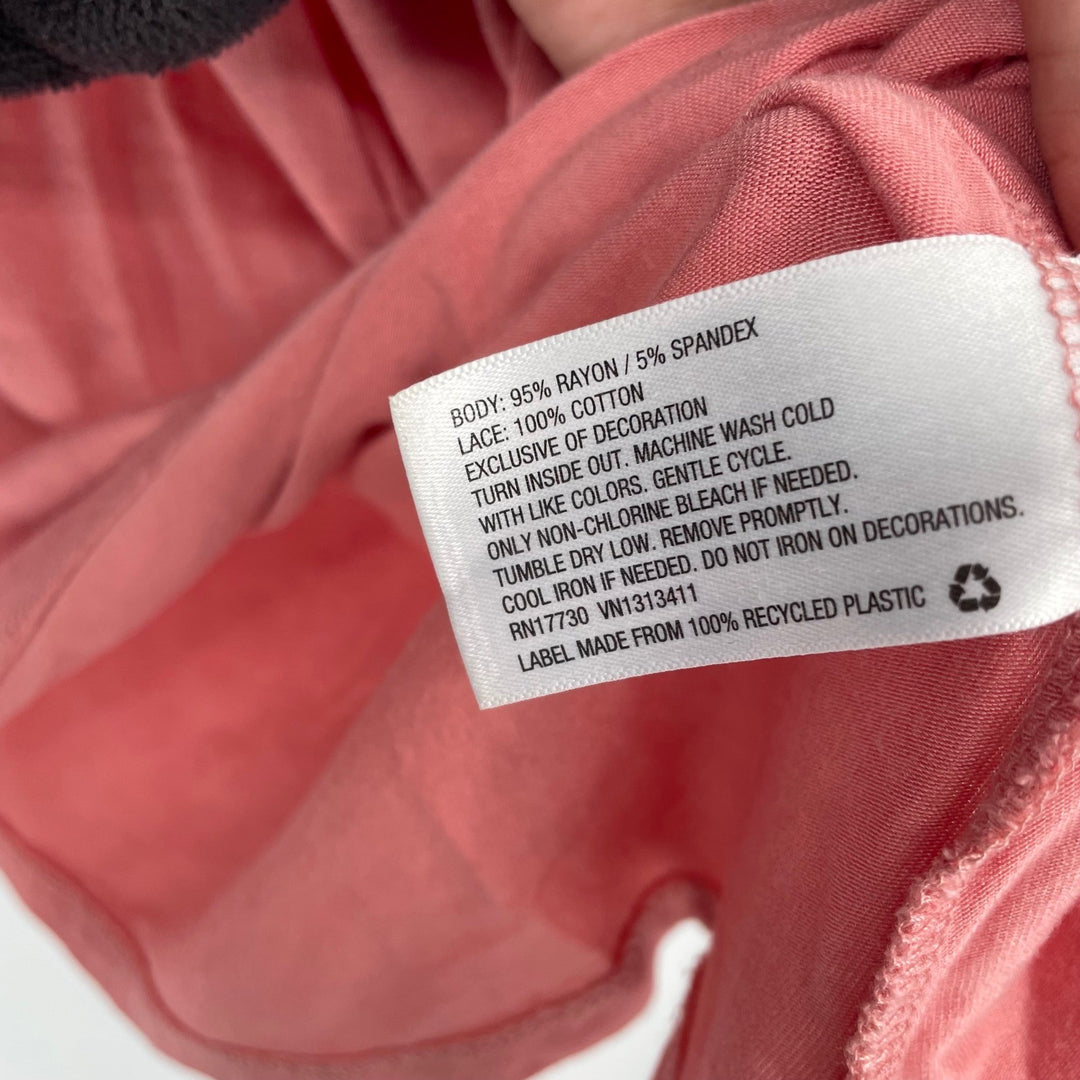 Xhilaration Coral Pink Lace Yoke Bell Sleeve Top Women's XS