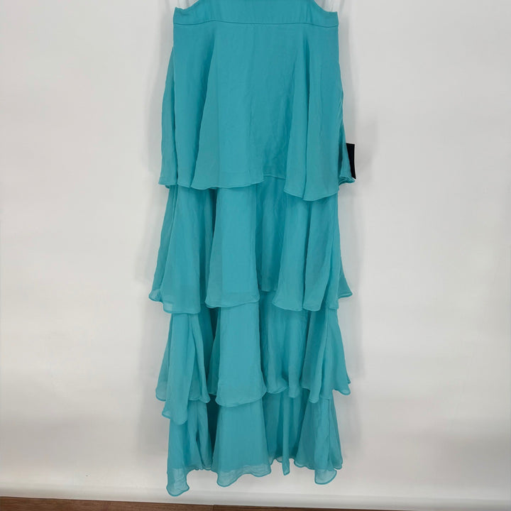 Lulus Tier and Now Blue Tie-Back Tiered Maxi Dress Size S