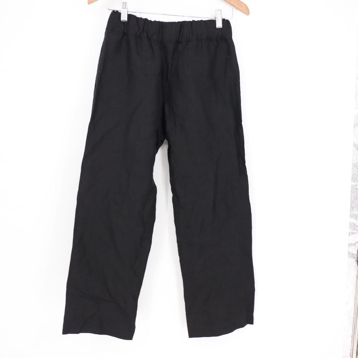American Giant Black 100 Linen Elastic Waist Cropped Pants Size XS Made In USA