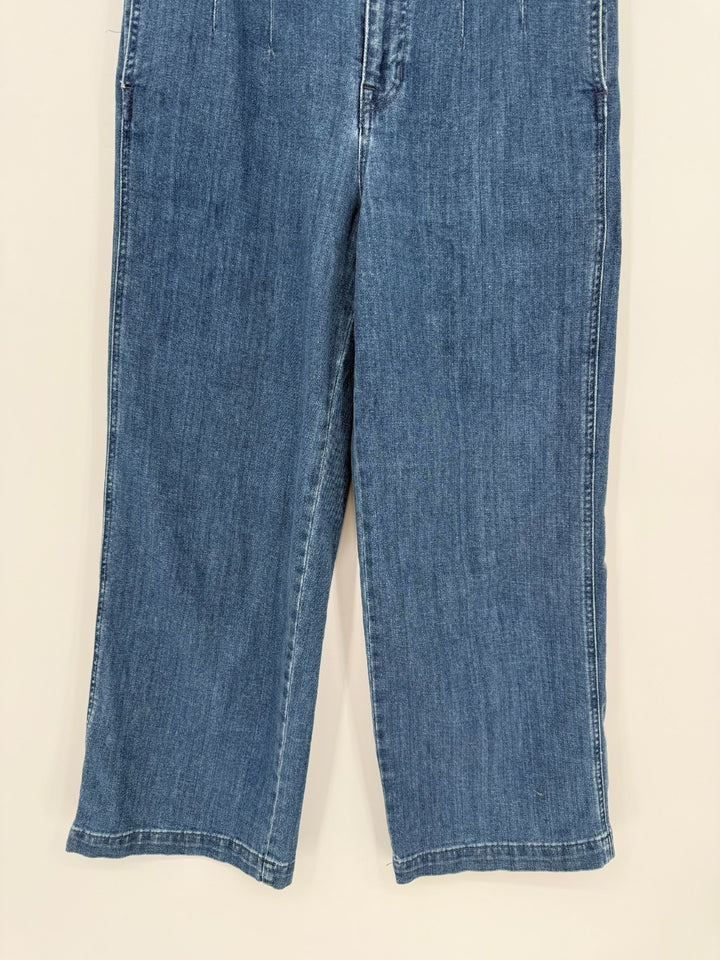 Madewell Jeans Womens 27 Blue Denim Pleated Cotton Stretch Pockets Wide Leg