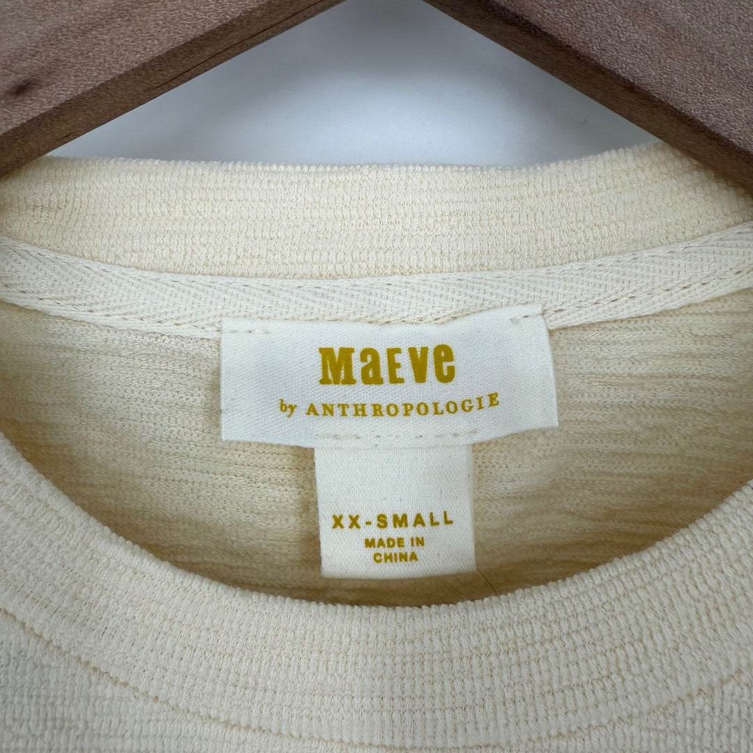 Maeve by Anthropologie Textured Puff Sleeve Top Cream XXS