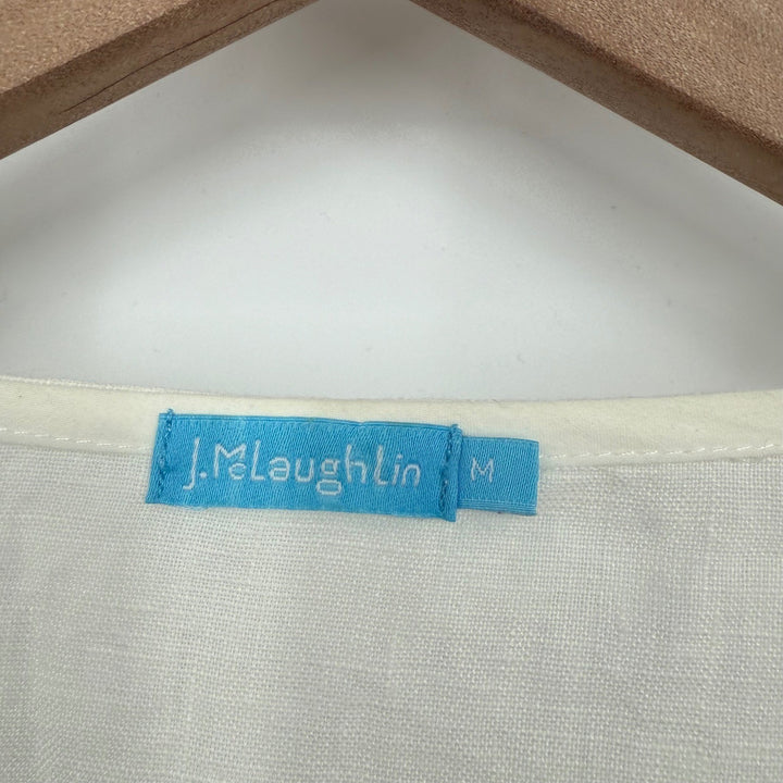 J.McLaughlin Ivory Lace Tunic Top Cotton Blend V-Neck Womens Medium