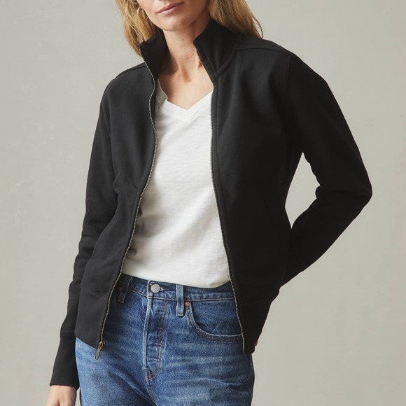 American Giant Black Full Zip Mock Neck Sweatshirt Jacket Mens XL Made USA