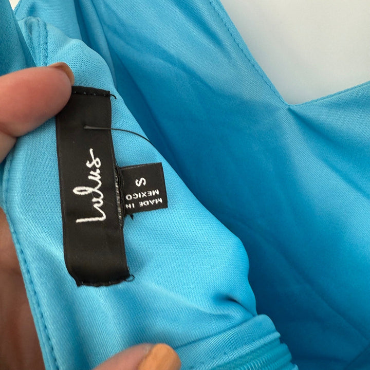 Lulus Always Beautiful Teal Blue Sleeveless Tulip Midi Dress Size S