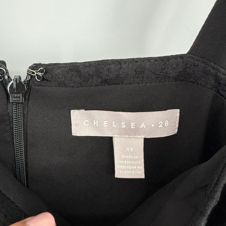 Chelsea 28 Black Textured Jacquard Tiered Midi Dress Size XS