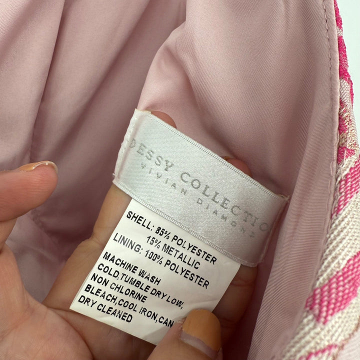 Dessy Collection Hibiscus Pink Square Floral Jacquard Midi Dress Size 10