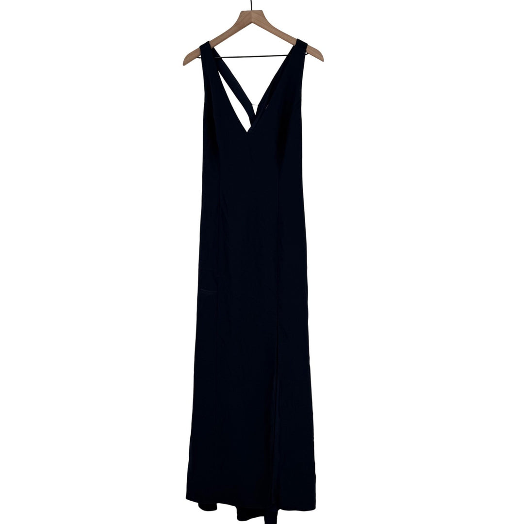 Thread Criss-Cross Cutout Back Maxi Dress With Front Slit In Midnight Navy