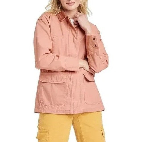 Universal Thread Utility Jacket Women's Size S Pink Cotton Corduroy Collar