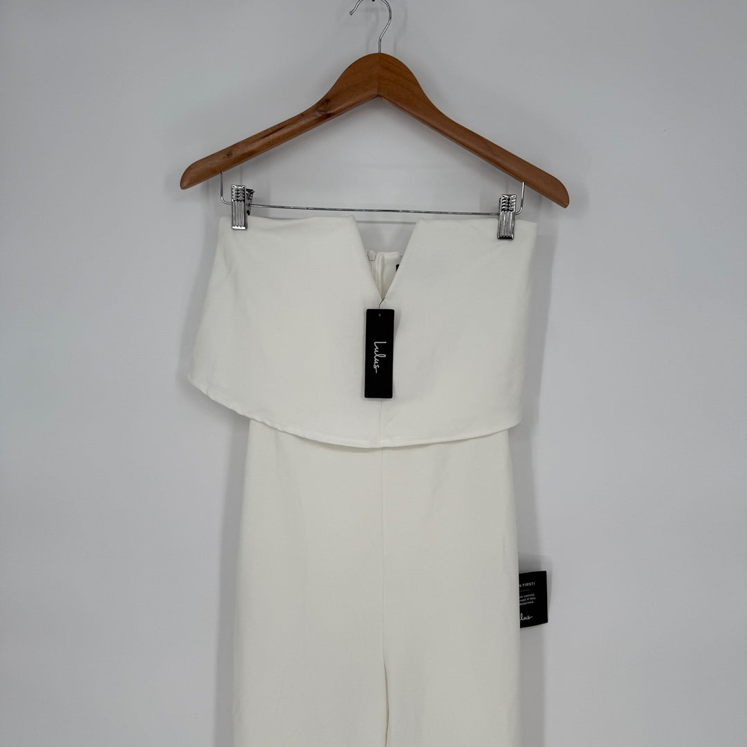 Lulus Power of Love White Strapless Jumpsuit Size S