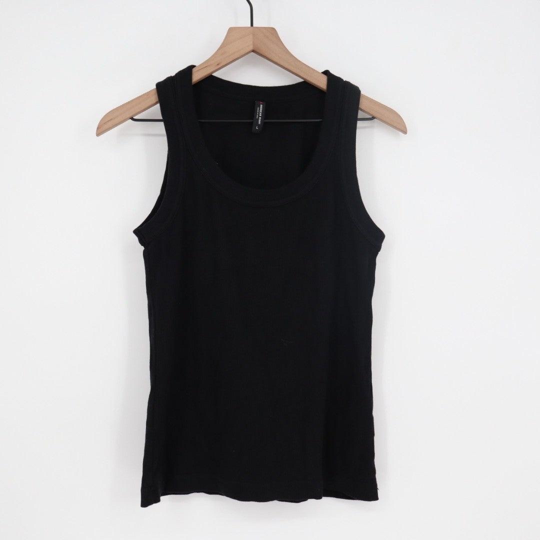 American Giant Classic Rib Tank Top Black Ribbed Cotton Spandex Size L Made USA