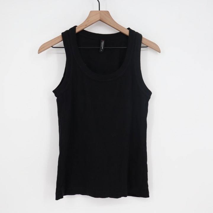 American Giant Classic Rib Tank Top Black Ribbed Cotton Spandex Size L Made USA