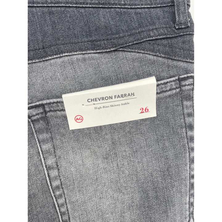 AG Adriano Goldschmied Chevron Farrah High Rise Skinny Ankle Jeans Gray Size 26