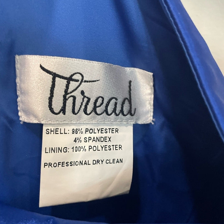 Thread One-Shoulder Draped Satin Maxi Dress In Sapphire Size 22