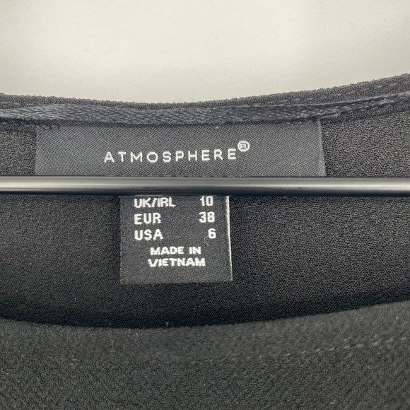 Atmosphere Black Cream Layered Top Gold Zipper Detail 3/4 Sleeve Size 6