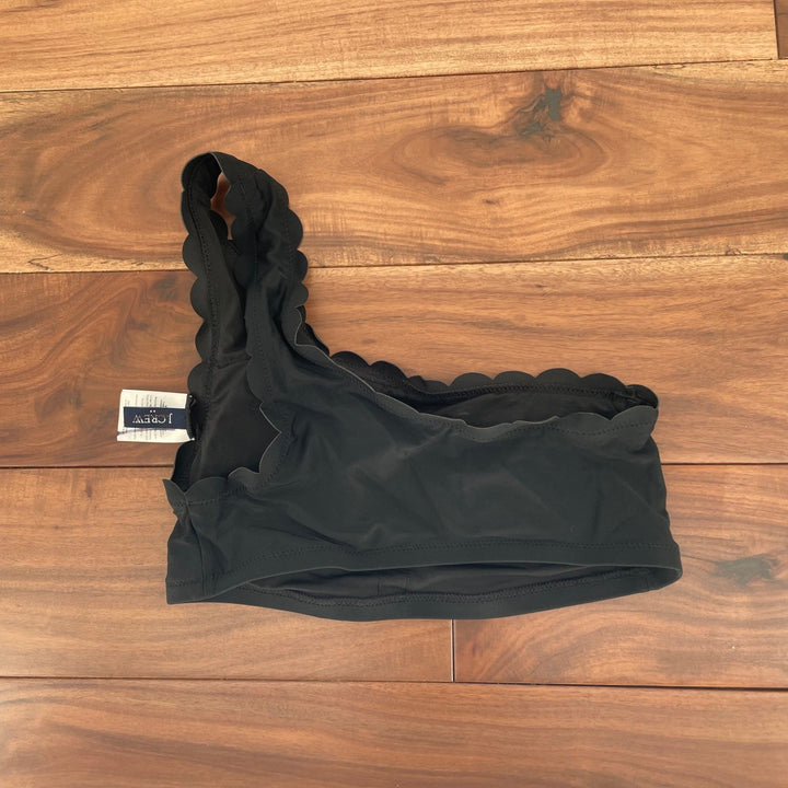 J Crew Black Scallop One Shoulder Bikini Top Swimsuit XXS