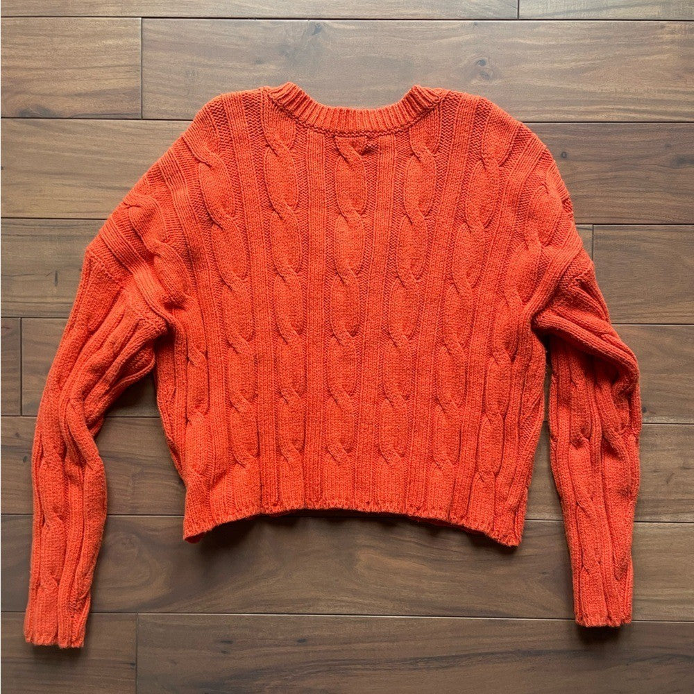 Madewell Cable Knit V-Neck Crop Sweater Size XL