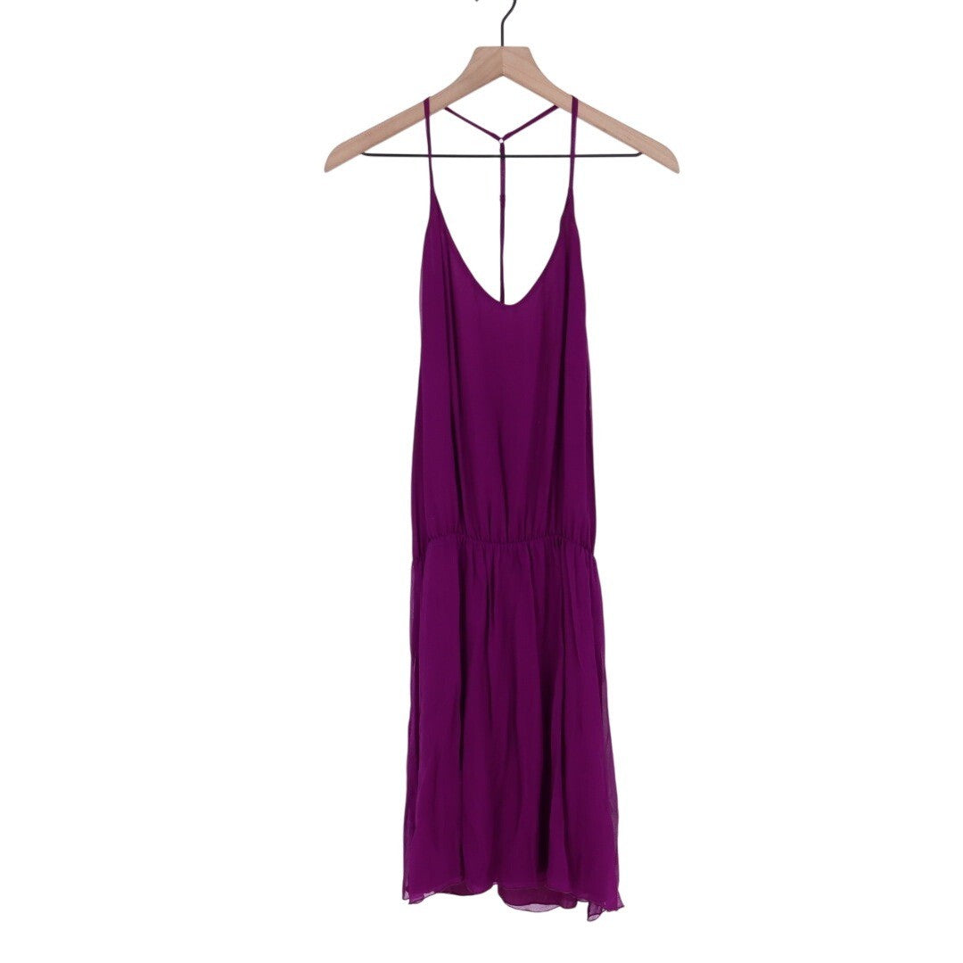 Alice + Olivia Purple Silk Blend Strappy Mini Dress Size M