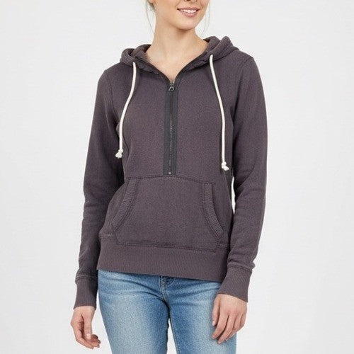 American Eagle Outfitters Charcoal Gray Quarter Zip Hoodie Sweatshirt Size SP