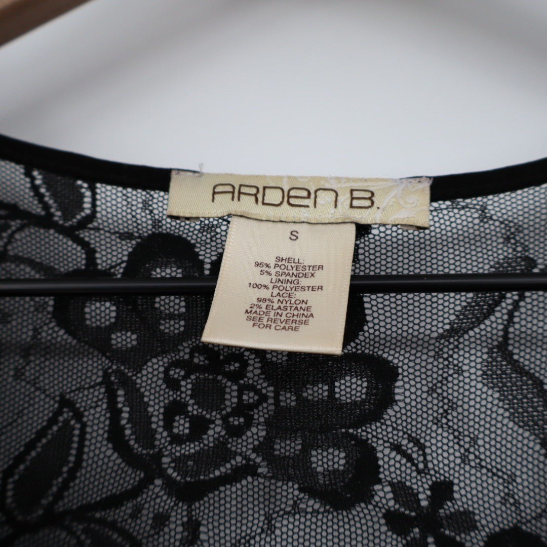 ARDEN B Black Lace Sleeve V Neck Ruched Sheath Mini Dress Size S