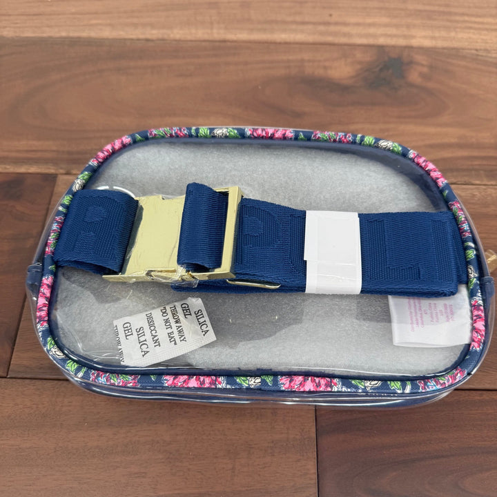 Lilly Pulitzer Clear Belt Bag Pouch Floral Trim Gold Logo & Strap