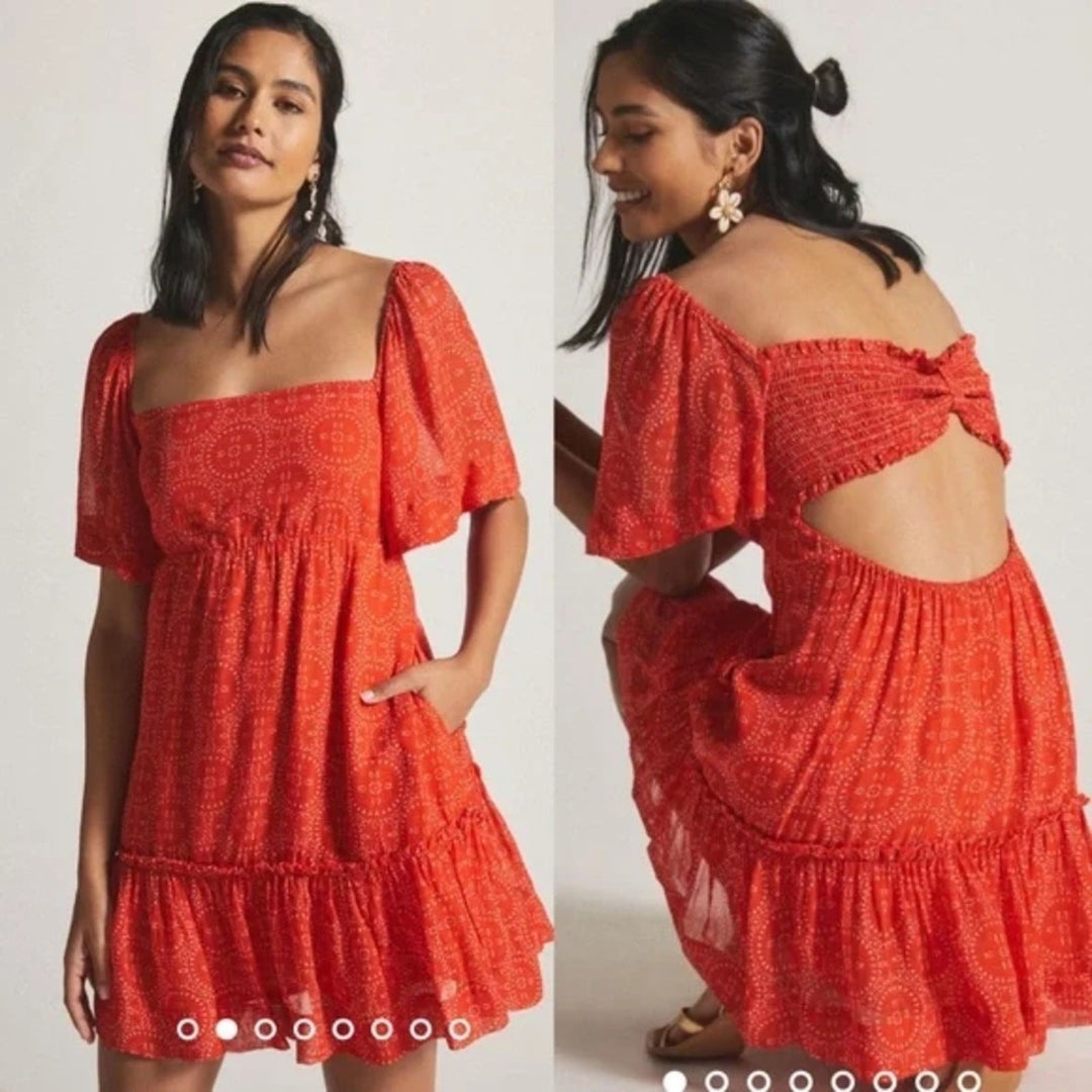 Maeve By Anthropologie Smocked Tunic Mini Dress Size XXS