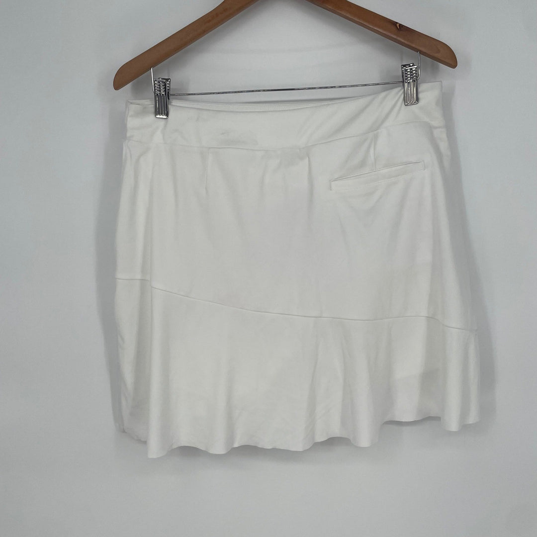 Greg Norman Womens White Golf Skort Crossover Flounce Pull On Size M