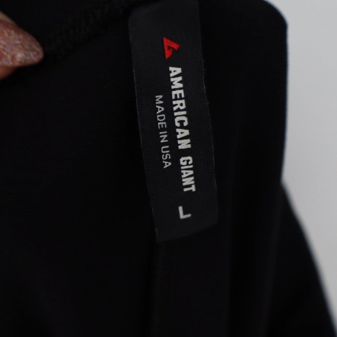 American Giant Black Pull On Straight Leg Pants Women's Size L Made in USA