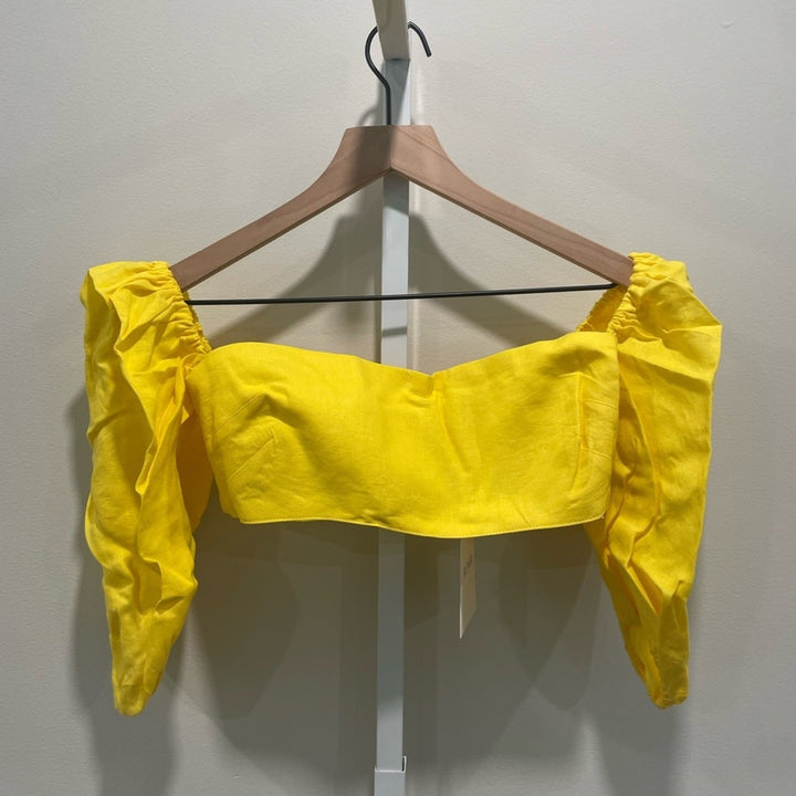 Rumer Delphine Linen Crop Top Size XXS