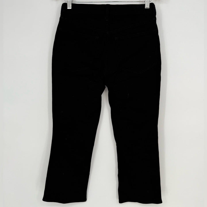 J.Crew Petite High-Rise Black Flare Crop Jean In All-Day Stretch Size P27