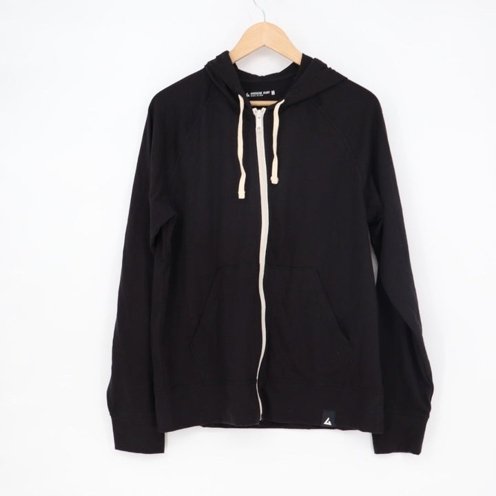 American Giant Full Zip Hoodie Black Made in USA Raglan Sleeve Size M