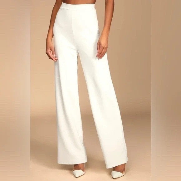 Lulus Only Tonight Ivory Two-Piece Wide-Leg Jumpsuit Size M