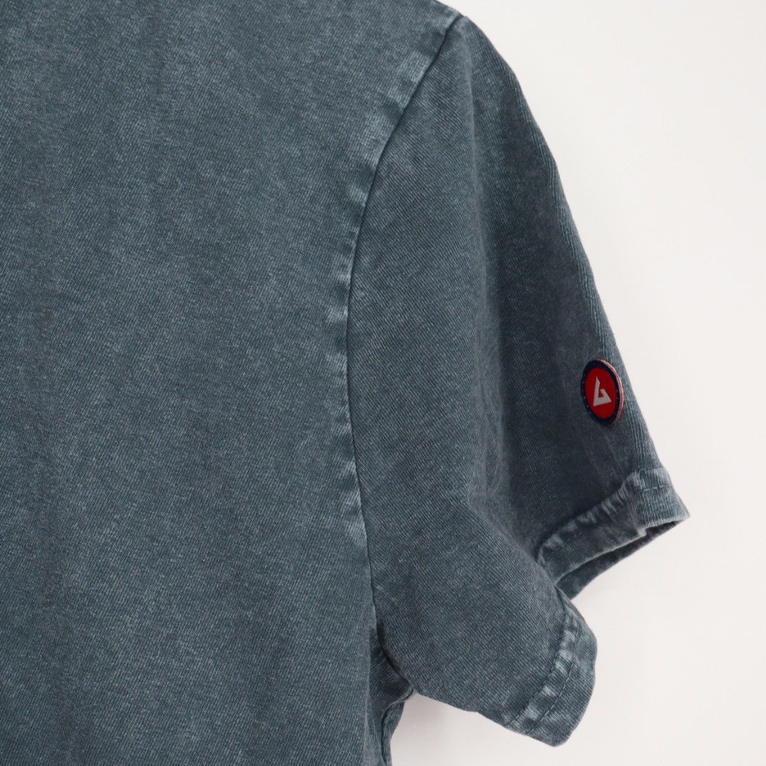 American Giant Washed Cotton TShirt Teal Crew Neck Short Sleeve Size L Made USA