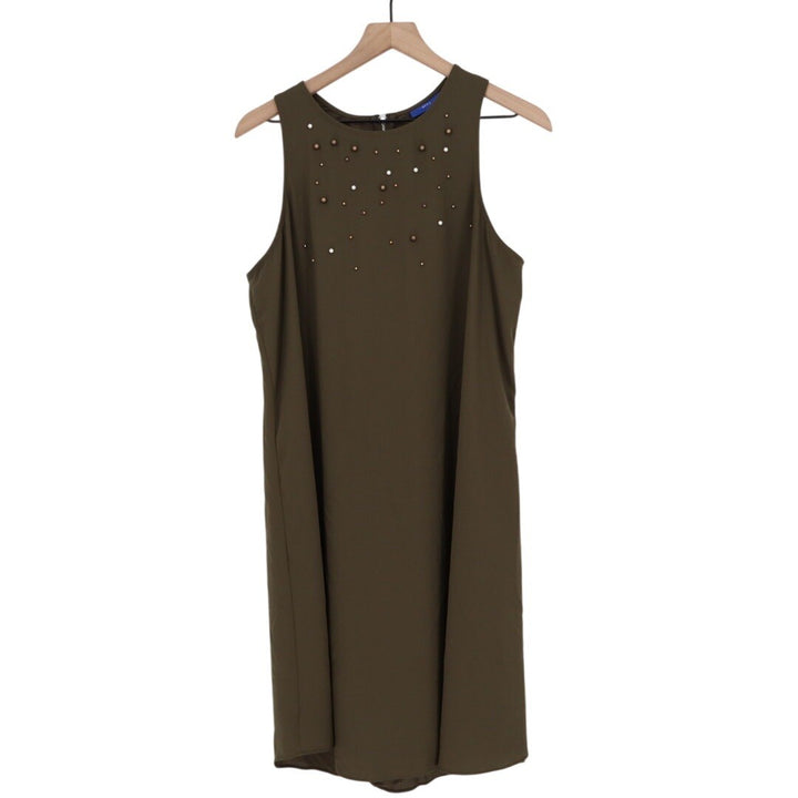 APT 9 Olive Green Beaded Sleeveless Shift Dress Size Large