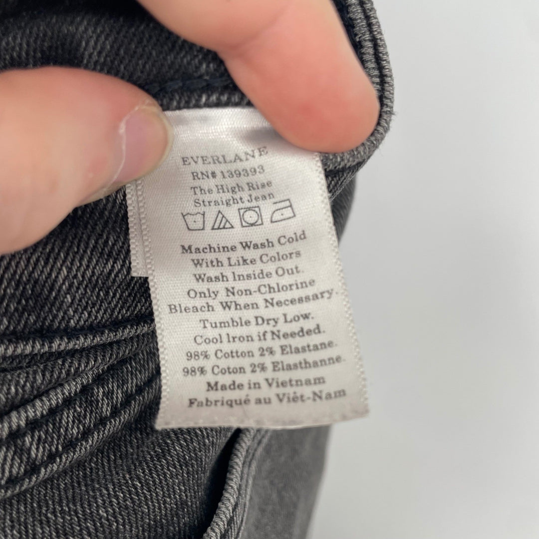 Everlane The High Rise Straight Jean Womens Size 25 Regular Black Wash Denim