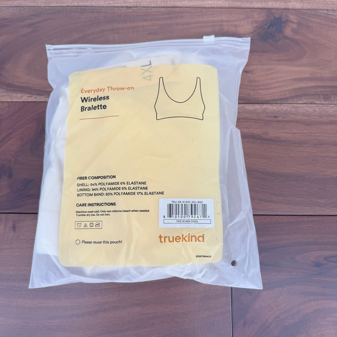 truekind Everyday Throw on Wireless Bralette 4XL Beige Comfort Seamless