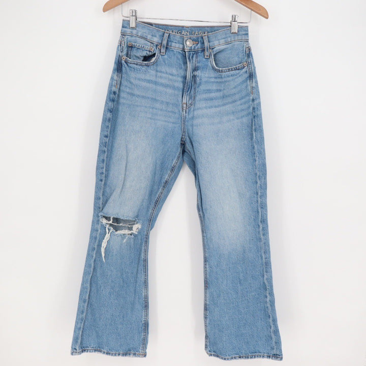 American Eagle Outfitters Women's Distressed Flare Jeans Size 2 Short Light Wash