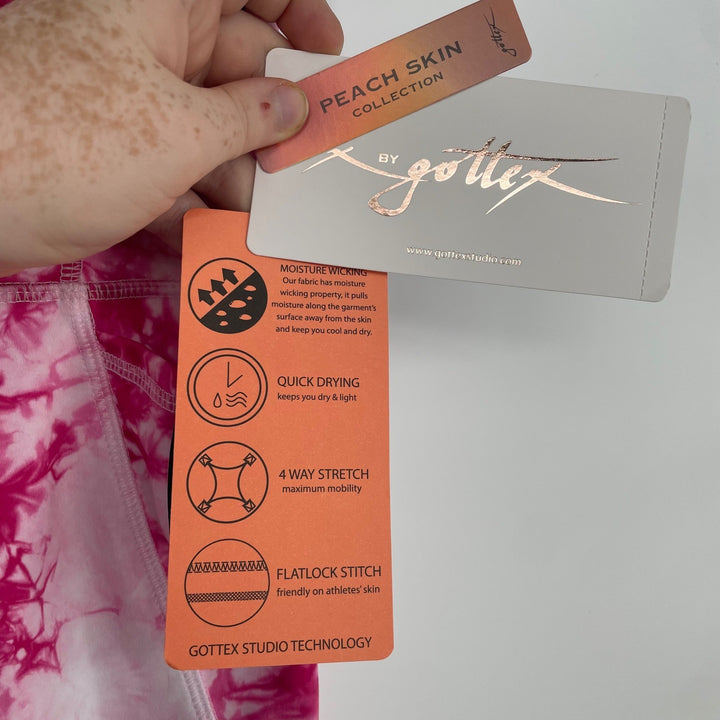 Gottez Peach Skin Collection Pink Tie Dye High Waist Athletic Shorts