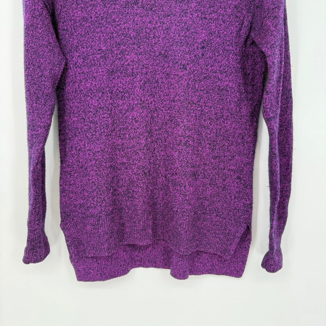 AQUA Cashmere Speckled Purple Crew Neck Sweater Extra Small XS 100% Cashmere