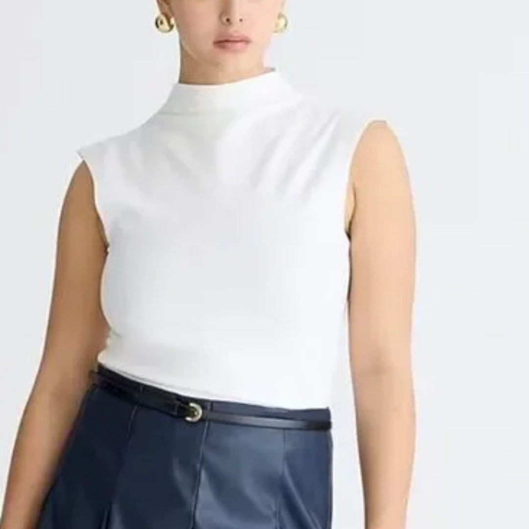 J.Crew Stretch Cotton-Blend Mockneck Tank Top Size 3X