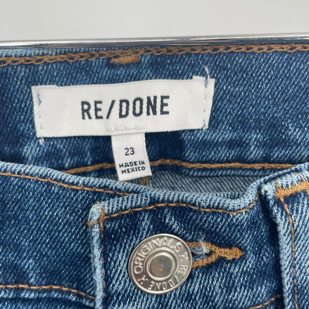 RE/DONE 70s Stove Pipe Jeans True Indigo High Rise Straight Leg Size 23