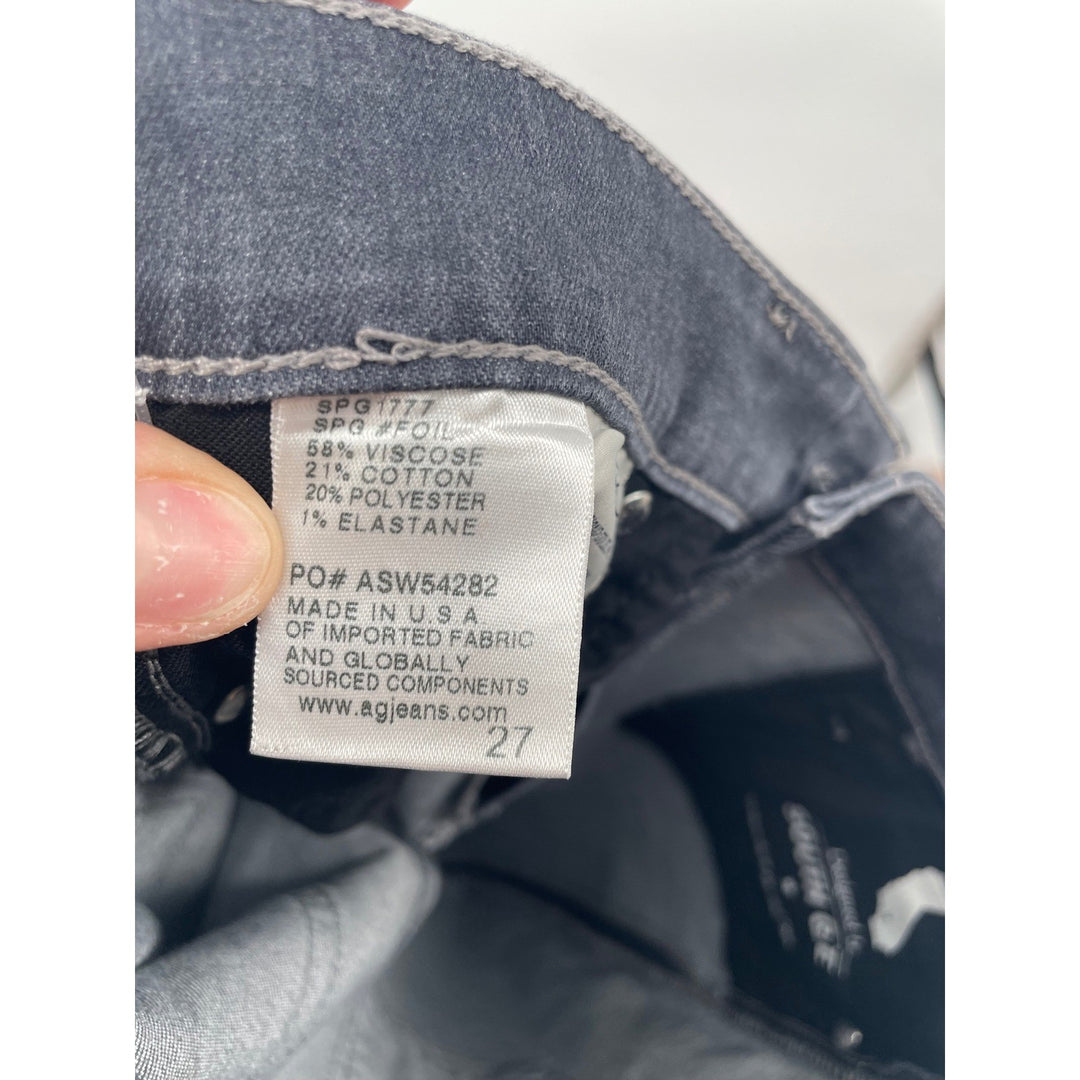 AG Adriano Goldschmied Farrah Skinny Ankle Jeans Metallic Foil Silver Size 27