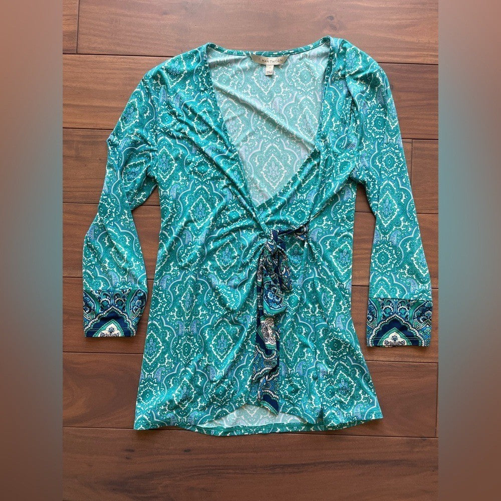 41 Hawthorn Zoolia Venetian Faux Wrap Knit Top Size S